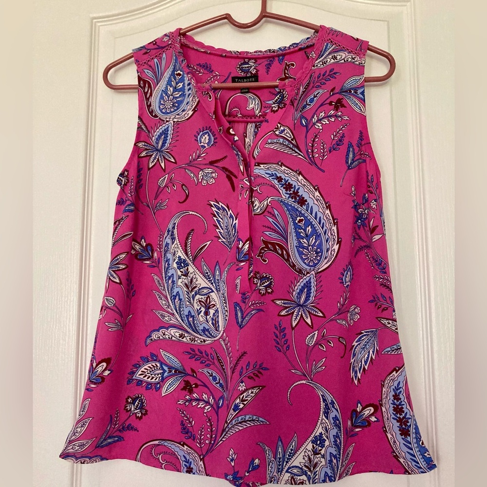 Talbots printed sleeveless top XS